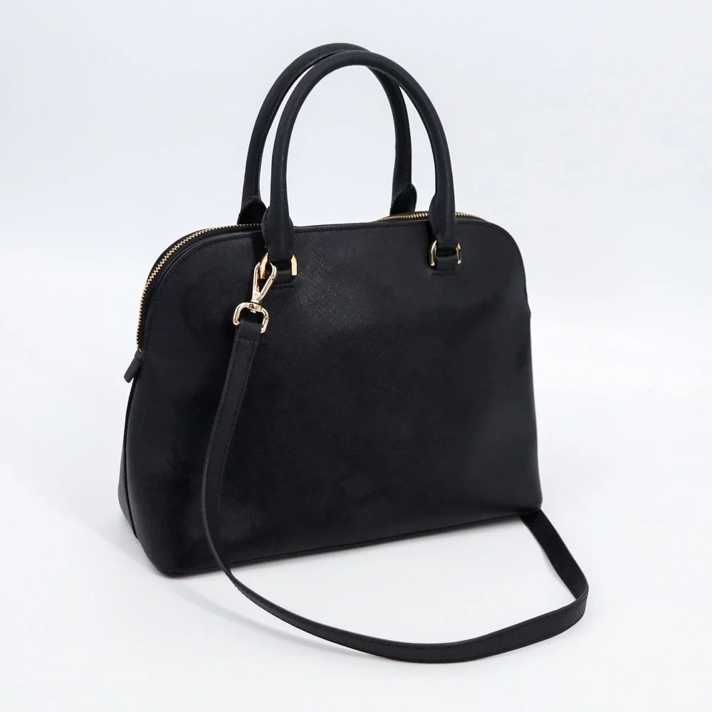 Michael Kors Cindy‎ Dome Satchel Womens L Black Saffiano Leather Crossbody Bag
